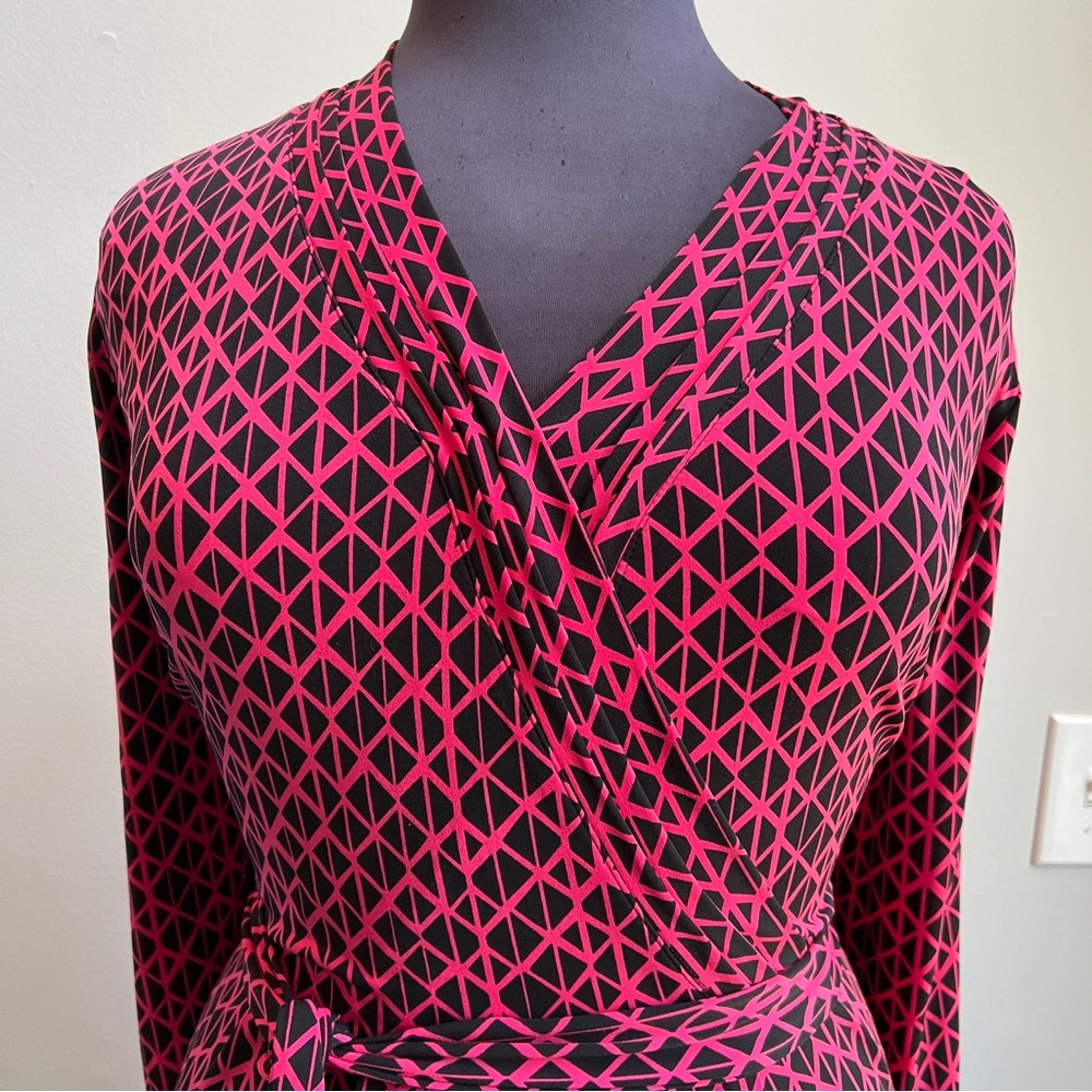 Liz Claiborne Geometric Patterned Wrap Dress Size… - image 2